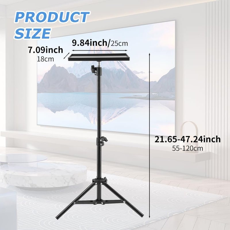 Ranjaner Projector Tripod Stand, Portable Laptop Tripod Stand, Multi Purpose DJ Equipment Studio Stand Mount Holder for Outdoor Office Home Stage, Adjustable Height 21.65 to 47.24 Inch - Image 2